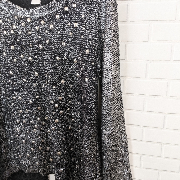 Alberto Makali Black Silver Studded Knit Sweater L - Picture 6 of 7